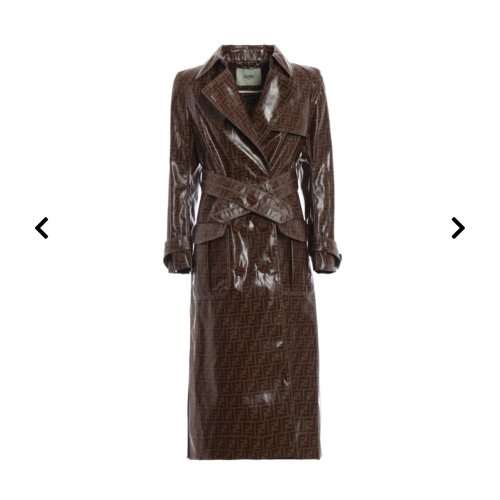 Authentic Fendi Brown Monogram Trench Coat Size 42